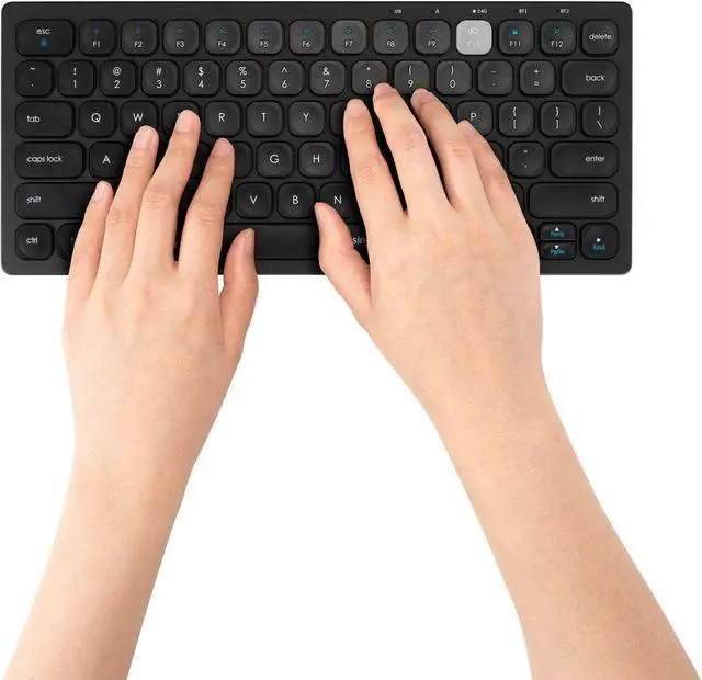 Alt view image 3 of 4 - Kensington Compact Multi-Devices Dual Wireless Keyboard QWERTY Layout; Bluetooth, Windows, Mac, iOS and ChromeOS compatible, K75502WW