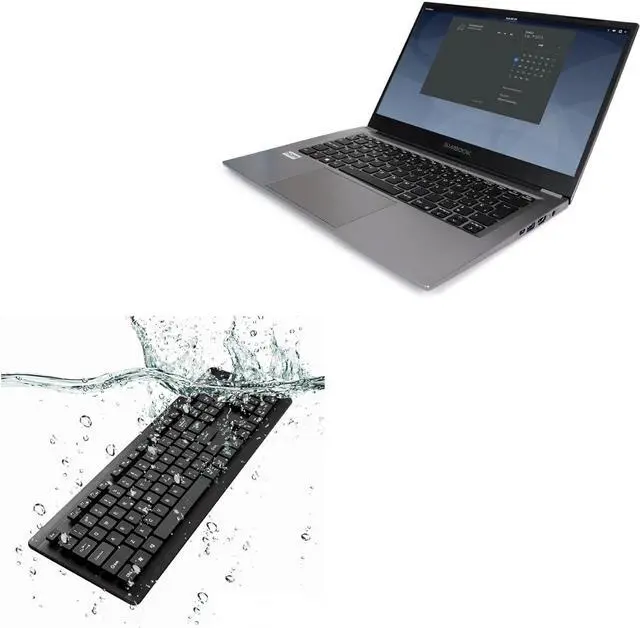Main image of BoxWave Keyboard Compatible with Slimbook Essential (14 in) - AquaProof USB Keyboard, Washable Waterproof Water Resistant - Jet Black