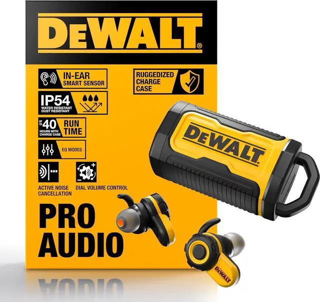 Alt view image 2 of 7 - DEWALT Pro Power Bundle: Bluetooth ANC Work Earbuds with Dial Control + 15W Wireless Wall Charger for iPhone