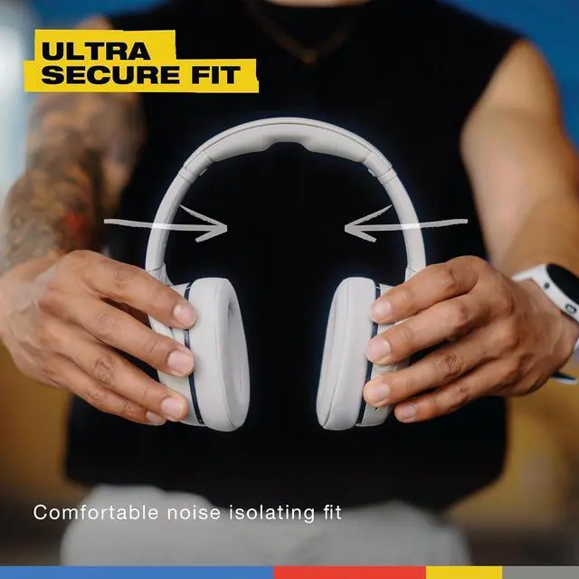 Alt view image 3 of 6 - Skullcandy Crusher 540 Active Wireless Bluetooth Headphones with Multi-Sensory Bass, Noise Isolating Over-Ear Fit, Sweat and Water Resistant, 40 Hours Battery, Microphone for iPhone Android - Concrete