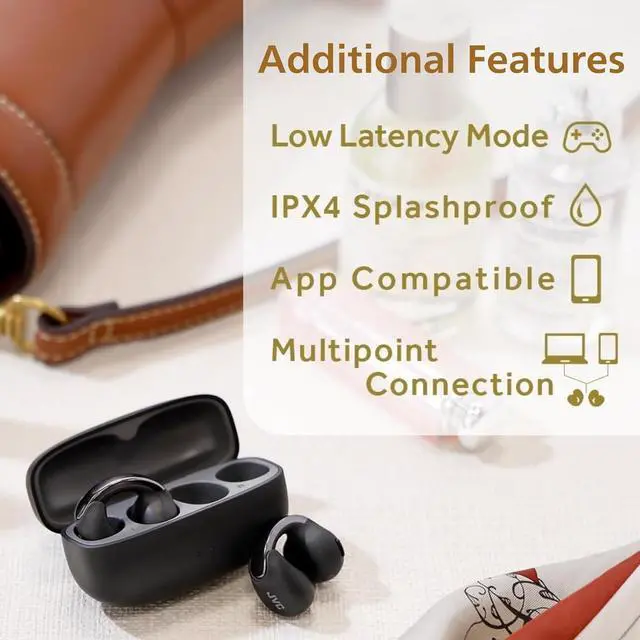 Alt view image 6 of 7 - JVC Nearphones Open Ear True Wireless Headphones - Open Ear Earbuds - Bluetooth 5.3-24H Playback - IPX4 Water Resistant - Built-in Mic - Awareness & Comfort - Ear Clip Earbuds - HANP1T