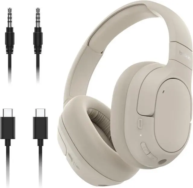 Main image of Belkin SoundForm Isolate Bluetooth Over-Ear Headphones - Hybrid Active Noise Cancelling Headphones - Wireless w/ 60H Playtime, Fast Charging & CloudCushion Ear Cups for Travel, Home, or Office - Sand
