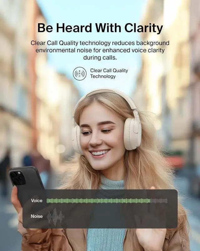 Alt view image 4 of 7 - Belkin SoundForm Isolate Bluetooth Over-Ear Headphones - Hybrid Active Noise Cancelling Headphones - Wireless w/ 60H Playtime, Fast Charging & CloudCushion Ear Cups for Travel, Home, or Office - Sand