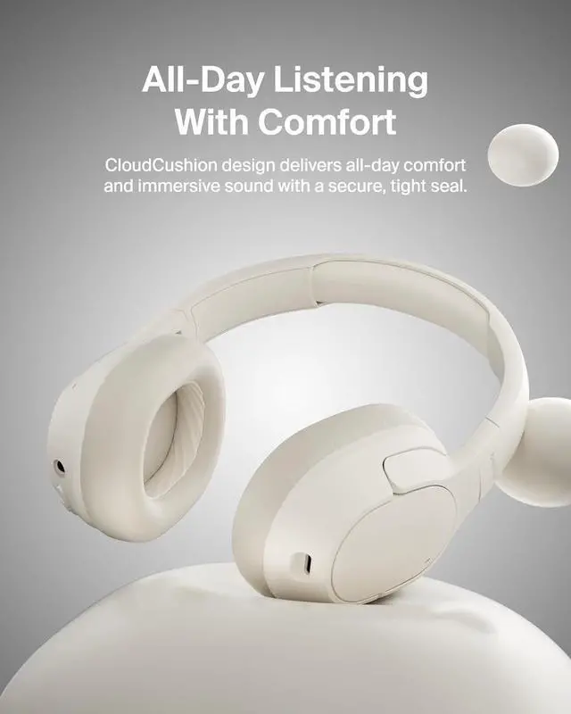 Alt view image 7 of 7 - Belkin SoundForm Isolate Bluetooth Over-Ear Headphones - Hybrid Active Noise Cancelling Headphones - Wireless w/ 60H Playtime, Fast Charging & CloudCushion Ear Cups for Travel, Home, or Office - Sand