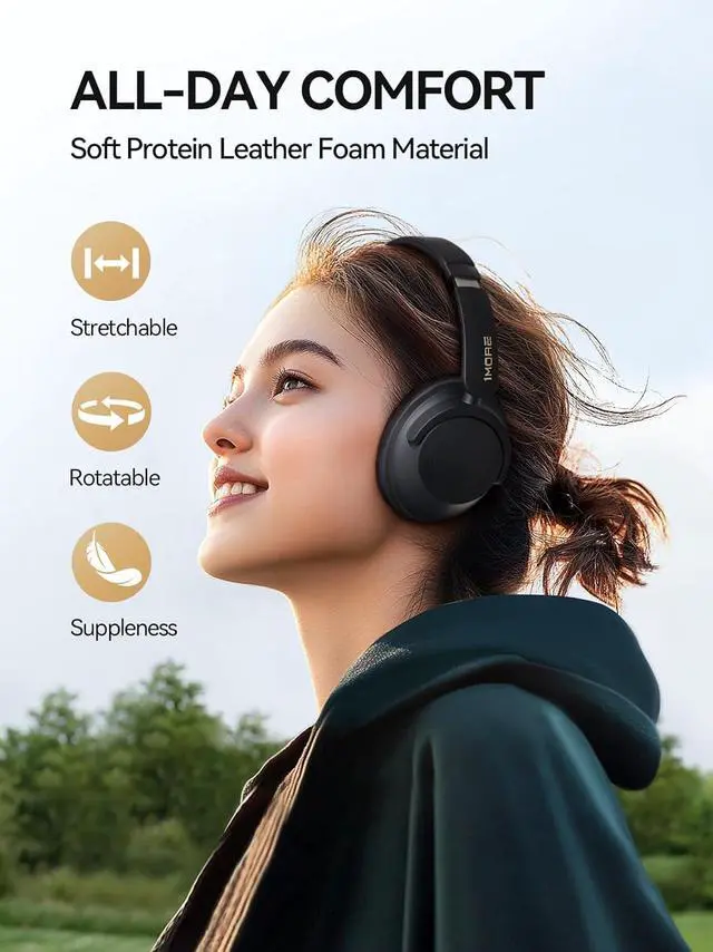 Alt view image 7 of 7 - 1MORE SonoFlow-Pro Noise Cancelling Headphones - HQ51 Over Ear Bluetooth Headphones with LDAC for Hi-Res Wireless Audio,100H Playtime,Bluetooth 5.4,QuietMax ANC, Comfortable Fit,Clear Calls