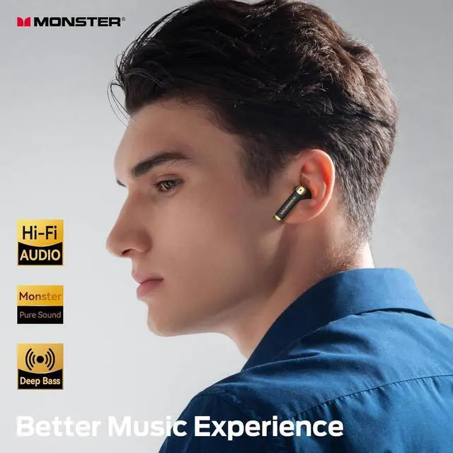 Alt view image 2 of 7 - Monster N-Lite 211 Wireless Earbuds Bluetooth 6.0 Stereo Headphones with Noise-Cancelling Mic and LED Display, Built-in Mic for Clear Calls, Waterproof Design for Sports