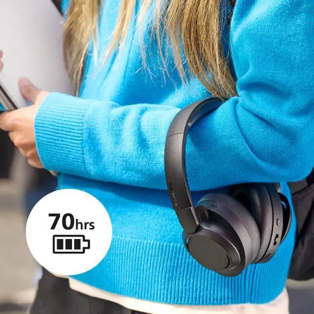 Alt view image 4 of 6 - PHILIPS H6509 Wireless Headphones,Over-Ear Bluetooth Headphones with Noise Canceling Pro,Dynamic Bass,70H Battery Life,Fast Charging,Soft Ear Cups,Bluetooth 5.3, Multipoint Connectivity,App Control