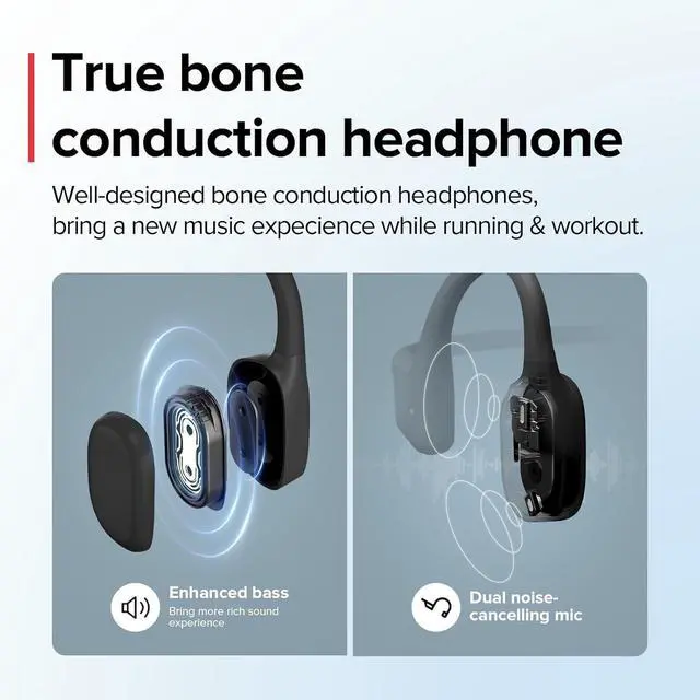 Alt view image 2 of 7 - SUUNTO Sonic Open-Ear Bone Conduction Sports Headphone, Bluetooth Wireless Headset w/Enhanced Bass & Multipoint Connection, 10H Playtime w/Fast Charging, Built-in Dual Mics, Waterproof & Lightweight