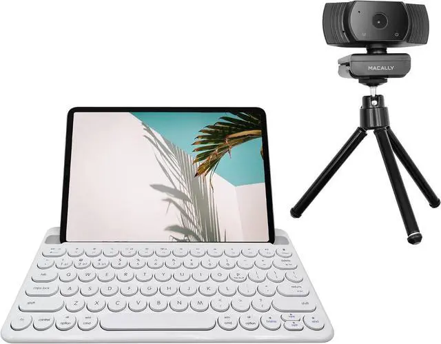 Main image of Macally Compact Bluetooth Keyboard and a 1080P Webcam, Get Ready to Work from Home