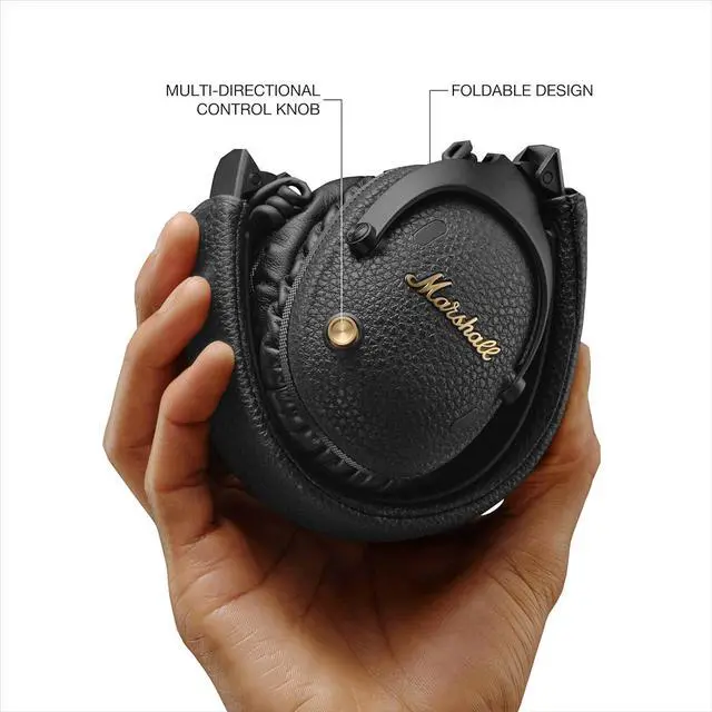 Alt view image 4 of 7 - Marshall Monitor III A.N.C. Over-Ear Bluetooth Headphones - Active Noise Cancelling with Microphone | 100+ Hrs Wireless Playtime | Lightweight, Foldable Design for Travel - Black
