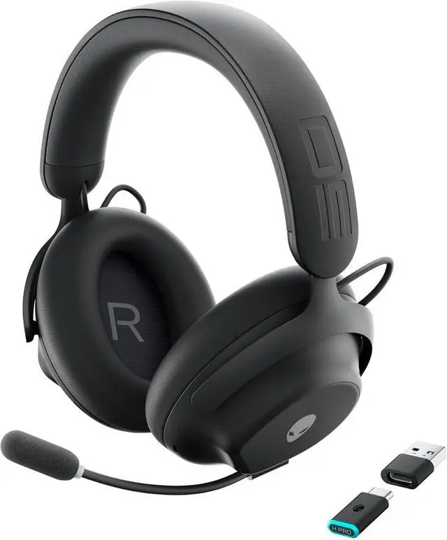 Main image of Alienware Pro Wireless Gaming Headset - Wired/Wireless, Bluetooth 5.3, 15 Minute Fast Charging, Audio Output 20 Hz, Battery Talk Time (ANC on) Up to 24 Hrs (Bluetooth), Dark Side of The Moon