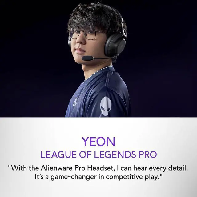 Alt view image 7 of 7 - Alienware Pro Wireless Gaming Headset - Wired/Wireless, Bluetooth 5.3, 15 Minute Fast Charging, Audio Output 20 Hz, Battery Talk Time (ANC on) Up to 24 Hrs (Bluetooth), Dark Side of The Moon