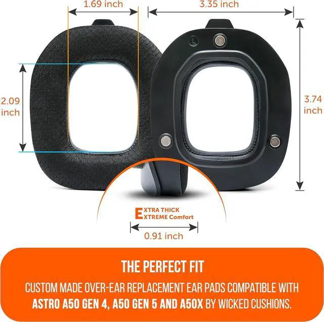 Alt view image 5 of 7 - WC Mod Kit A50 - Cooling Gel Earpads + Headband Replacement for Astro A50 Gen 4, Gen 5 & A50X by Wicked Cushions | Enhanced Comfort, Cooling & Durability | Black