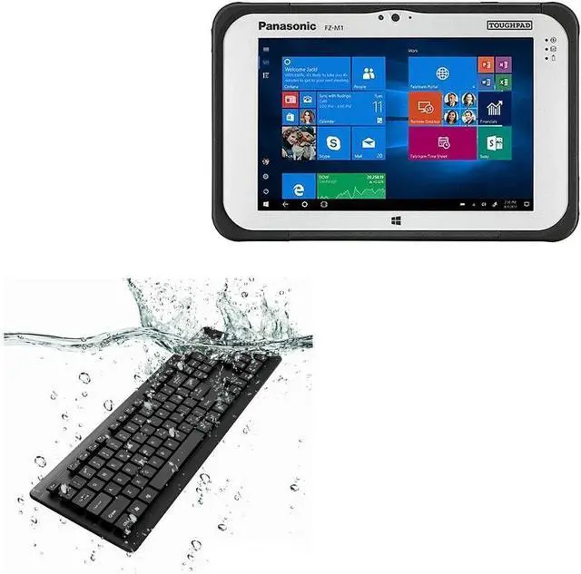 Main image of BoxWave Keyboard Compatible with Panasonic Toughpad FZ-M1 MK3 (7 in) - AquaProof USB Keyboard, Washable Waterproof Water Resistant - Jet Black