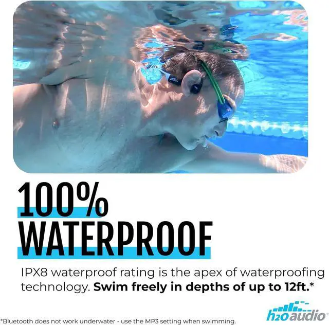 Alt view image 2 of 7 - H2O Audio TRI 2 Multisport Waterproof Bone Conduction Open Ear Headphones, Bluetooth 5.3 for Running and Cycling, MP3 Mode for Swimming, 8GB Memory, 8.5-Hour Battery, Black