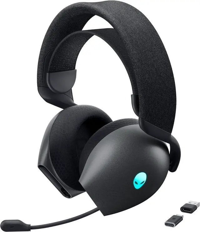 Main image of Alienware Tri-Mode Wireless Gaming Headset AW725H - Wired/Wireless, Bluetooth 5.3, Audio Output - 20 Hz, Mini-Phone (3.5mm), Battery Talk Time Up to 55 Hrs (Bluetooth), Dark Side of The Moon