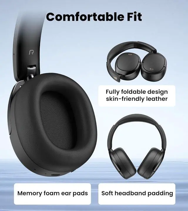 Alt view image 6 of 7 - Edifier W80 Over Ear Headphones with -49dB Active Noise Cancelling, LDAC AAC Hi-Res Wired & Wireless, AI Clear Call, Fast Charging, Multipoint Connection, Bluetooth V5.4 - Black