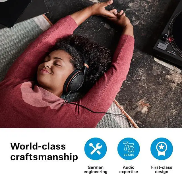 Alt view image 6 of 6 - Sennheiser HD 505 Headphones, Wired, Over-Ear, with Transparent Sound and Controlled Bass, Enhanced Wearing Comfort, for Music, Work and Gaming  incl. 1.80 m Cable, Drawstring Bag  Copper Edition