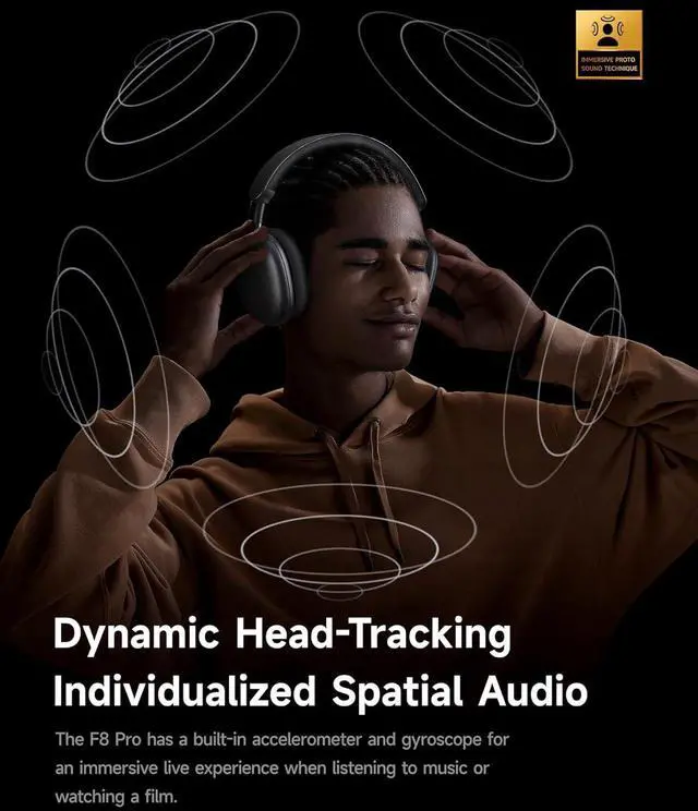 Alt view image 2 of 7 - Picun F8 Pro Hybrid Active Noise Cancelling Headphones with Multiple Modes, Wireless Over-Ear Bluetooth Headphones, 140H Playtime, Customizable Sound, Head Tracking, USB-C Charge, Travel, Office, Gray