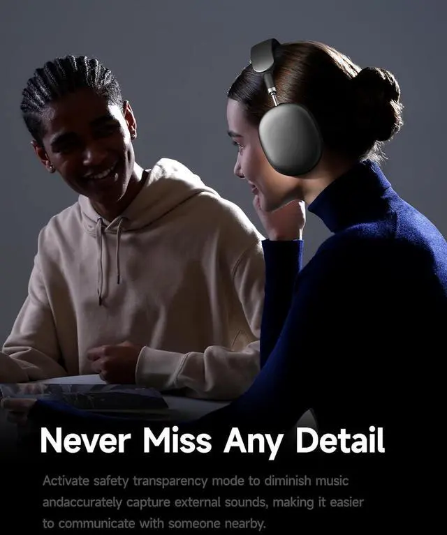 Alt view image 4 of 7 - Picun F8 Pro Hybrid Active Noise Cancelling Headphones with Multiple Modes, Wireless Over-Ear Bluetooth Headphones, 140H Playtime, Customizable Sound, Head Tracking, USB-C Charge, Travel, Office, Gray