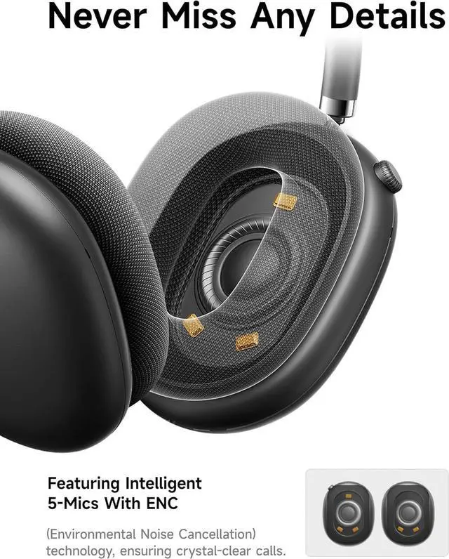 Alt view image 6 of 7 - Picun F8 Pro Hybrid Active Noise Cancelling Headphones with Multiple Modes, Wireless Over-Ear Bluetooth Headphones, 140H Playtime, Customizable Sound, Head Tracking, USB-C Charge, Travel, Office, Gray