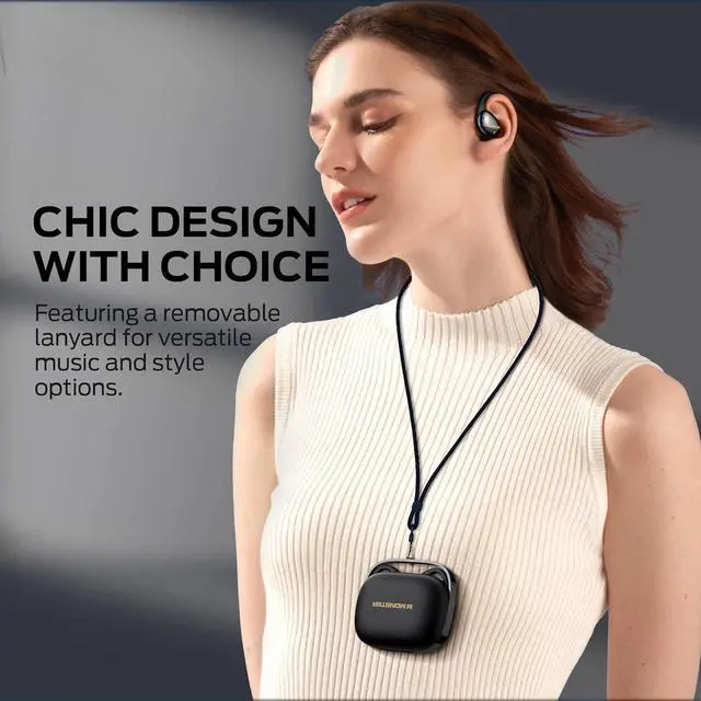 Alt view image 4 of 7 - Monster Open Ear AC520 Headphones, Bluetooth 6.0 Wireless Earbuds with HiFi Sound, Open Ear Earbuds with 24H Playtime, Unique Handbag Design, ENC Clear Call, IPX6 Resistance Wireless HeadphonesBlack