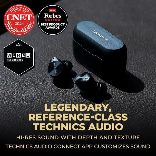 Alt view image 2 of 7 - Technics EAH-AZ80-A Premium Hi-Fi True Wireless Bluetooth Earbuds with Advanced Noise Cancelling - Midnight Blue