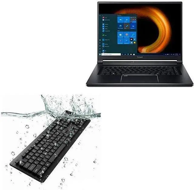Main image of BoxWave Keyboard Compatible with Acer ConceptD 5 (CN516-72G) - AquaProof USB Keyboard, Washable Waterproof Water Resistant - Jet Black