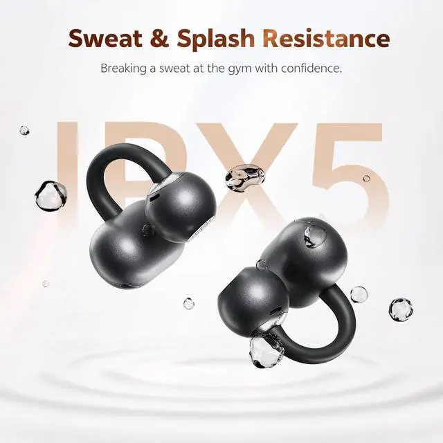 Alt view image 7 of 7 - QCY Crossky C50 Clip On Earbuds Open Ear Wireless Bluetooth 6.0 Headphones with 4 Mic, 35H Playtime Ear Cuff Earbuds Comfortable for Running/Fintness, IPX5 Waterproof, Ultra Lightweight