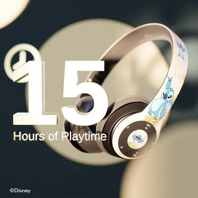 Alt view image 2 of 7 - Disney Stitch Disco Party Bluetooth Over-Ear Headphones, Wireless Foldable Headset with Built-in Microphone - Stitch Disco Party Design, for Adults and Kids, Comfortable Auriculares