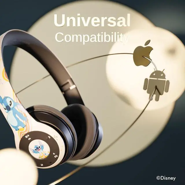 Alt view image 4 of 7 - Disney Stitch Disco Party Bluetooth Over-Ear Headphones, Wireless Foldable Headset with Built-in Microphone - Stitch Disco Party Design, for Adults and Kids, Comfortable Auriculares