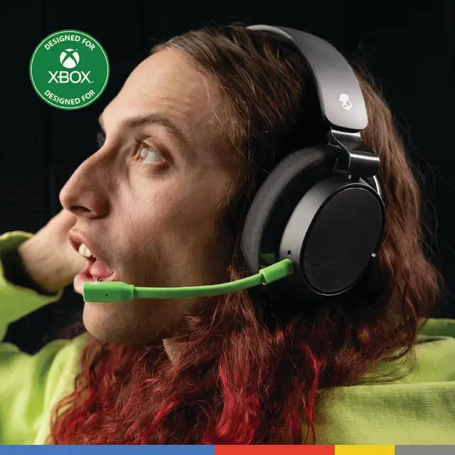 Alt view image 5 of 6 - Skullcandy SLYR Pro Wireless Multi-Platform Gaming Headset, Bluetooth Headphones, 24 Hrs Battery, PC, Xbox, PlayStation, Nintendo Switch, 2.4GHz Low Latency Wireless Transmitter Included - Black/Green