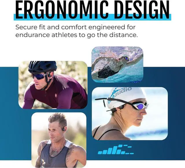Alt view image 3 of 7 - H2O Audio TRI 2 Multisport Waterproof Bone Conduction Open Ear Headphones, Bluetooth 5.3 for Running and Cycling, MP3 Mode for Swimming, 8GB Memory, 8.5-Hour Battery, Black
