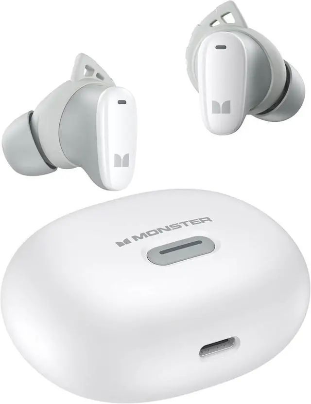 Main image of Monster N-Lite 206 Wireless Earbuds Bluetooth 5.4 in Ear Headphones, Bluetooth Ear Buds Built-in Microphone, Touch Control, Comfortable Fit, USB-C Fast Charging, IPX6 Waterproof, 25H Playtime, White