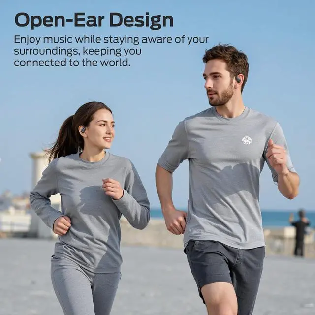 Alt view image 7 of 7 - Monster Open Ear AC326 Headphones, Bluetooth 6.0 Wireless Earbuds with Dual-Mic Clear Calls, Air Conduction Headphones with Ear Hooks, Spatial Audio, Snug Fit, 35H Playtime, IPX5 for Sports, Black