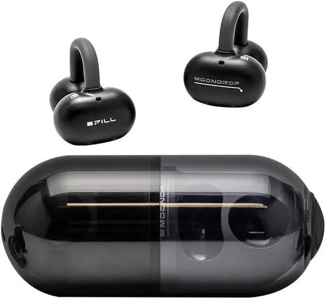 Main image of Moondrop Pill Open Ear Headphones Bluetooth 6.0 OWS Hanging Earphones IPX4 Open Ear Clip Wireless Earbuds Built-in AI ENC MD-0WS-003 (Black)
