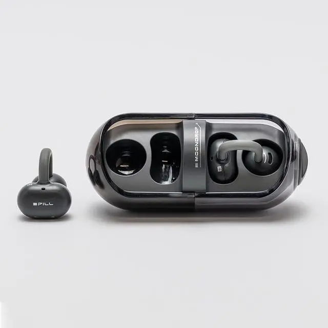 Alt view image 2 of 6 - Moondrop Pill Open Ear Headphones Bluetooth 6.0 OWS Hanging Earphones IPX4 Open Ear Clip Wireless Earbuds Built-in AI ENC MD-0WS-003 (Black)