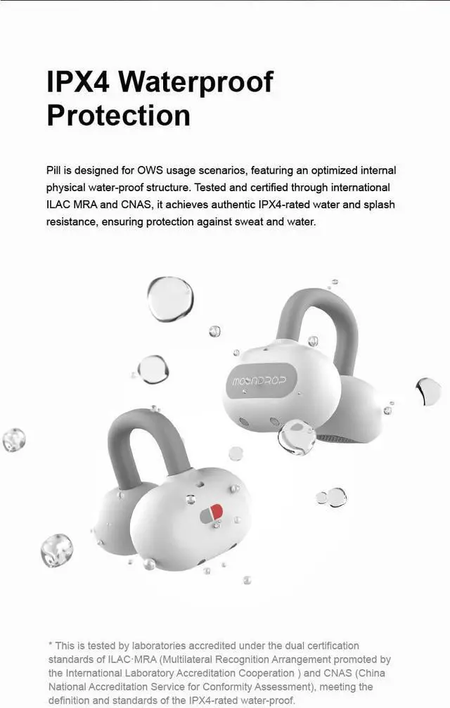 Alt view image 6 of 6 - Moondrop Pill Open Ear Headphones Bluetooth 6.0 OWS Hanging Earphones IPX4 Open Ear Clip Wireless Earbuds Built-in AI ENC MD-0WS-003 (Black)