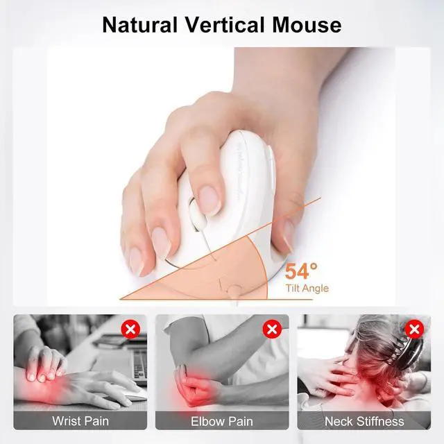 Alt view image 3 of 7 - Wired Ergonomic Mouse Optical Vertical Mice for Small Hands Reduce Wrist Strain 1000/1600 DPI 6 Buttons Compatible with MacBook PC Laptop Desktop Windows Mac OS White
