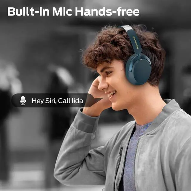 Alt view image 7 of 7 - Monster Persona 3rd ANC Headphones, Bluetooth 5.4 Active Noise Canceling Headphone, Comfort Headphones with 70 Hours Playtime, Over Ear Wireless Headphone, Microphone for Call, Foldable Design-Blue
