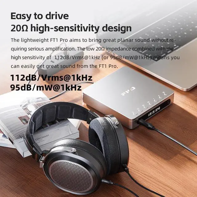 Alt view image 7 of 7 - FiiO FT1 Pro Open-Back Planar Magnetic Wired Hi-Fi Headphones for Home, Studio, Recording, High Sensitivity (Black)