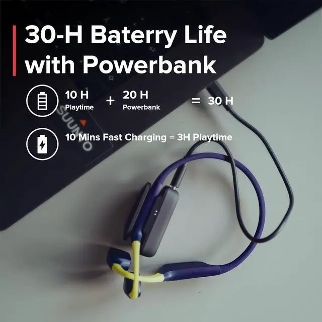 Alt view image 2 of 6 - SUUNTO Aqua Swimming Open-Ear Bluetooth Headphones, 32GB MP3 Bone Conduction Player for Running & Cycling, Head Movement Control & Dual-Mic, IP68 Waterproof, 30H Playtime w/Powerbank, Lime Blue