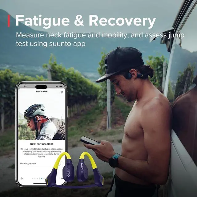 Alt view image 5 of 6 - SUUNTO Aqua Swimming Open-Ear Bluetooth Headphones, 32GB MP3 Bone Conduction Player for Running & Cycling, Head Movement Control & Dual-Mic, IP68 Waterproof, 30H Playtime w/Powerbank, Lime Blue