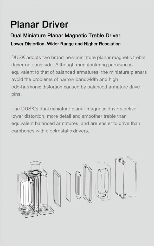Alt view image 5 of 7 - Moondrop x Crinacle Dusk IEMs 2DD+2BA+2Planar Earphones with 0.78 2 Pin 3.5mm/USB-C Plug