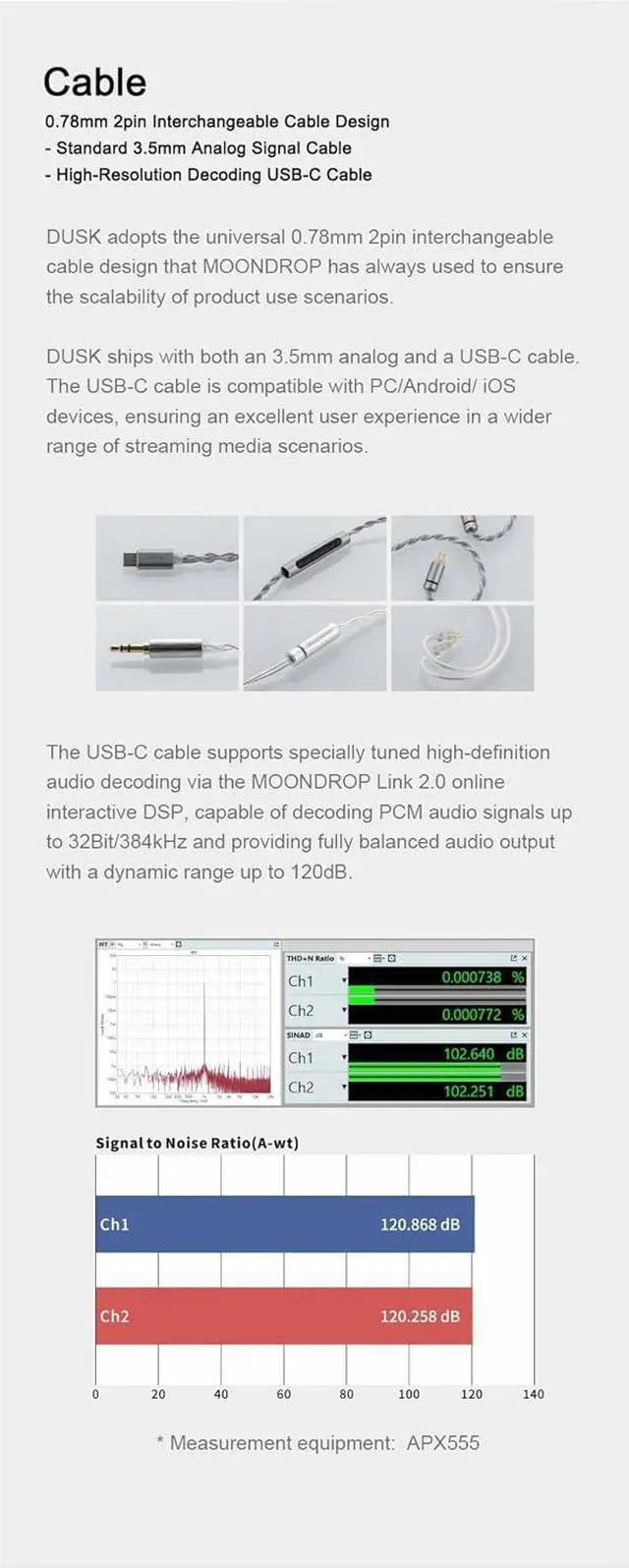 Alt view image 7 of 7 - Moondrop x Crinacle Dusk IEMs 2DD+2BA+2Planar Earphones with 0.78 2 Pin 3.5mm/USB-C Plug