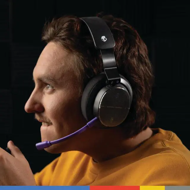 Alt view image 3 of 4 - Skullcandy PLYR Multi-Platform Wireless Gaming Headset, Bluetooth Headphones, Removable Mic, Up to 24 Hrs Battery, PC, Xbox, PlayStation, 2.4GHz Low Latency Wireless Transmitter Included - Digi-Black