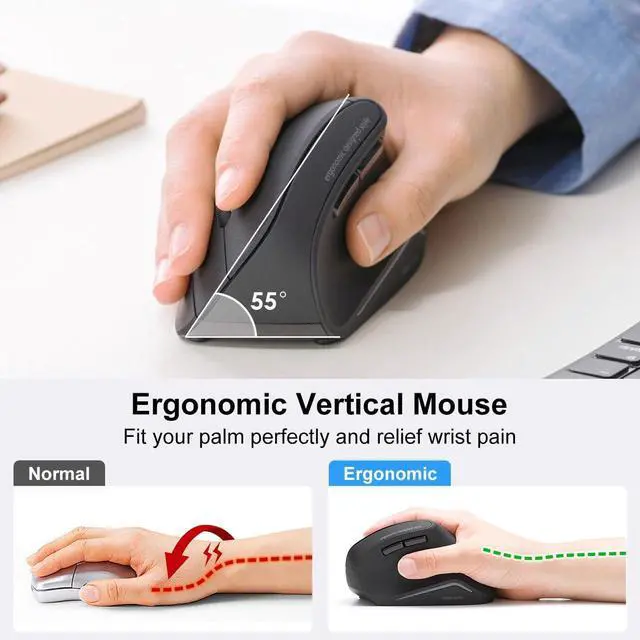 Alt view image 2 of 7 - SANWA ERG11N Silent Click Bluetooth Ergo Mouse + Bluetooth Numeric Keypad Set, Programmable Vertical Mouse, Wireless Ten Key Number Pad, Compatible with Mac, Windows, Laptop, PC, Tablet, Android, iOS