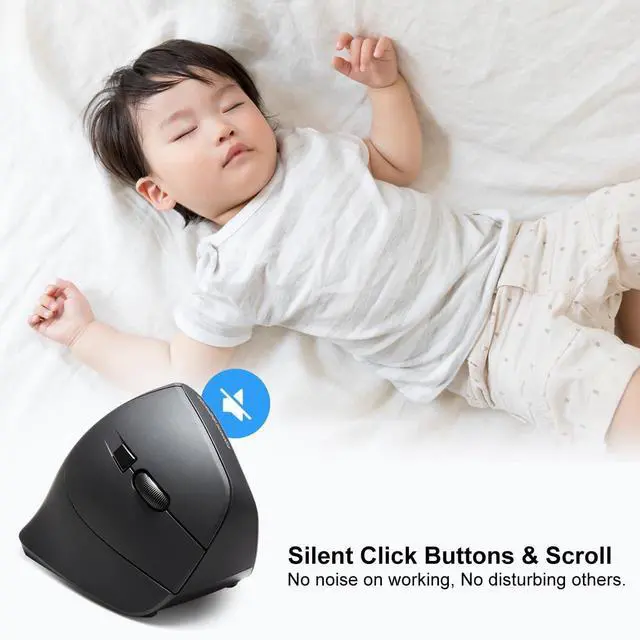 Alt view image 3 of 7 - SANWA 2.4G Wireless Ergonomic Mouse, Optical Vertical Computer Mice, Silent Noiseless Click, (800/1200/1600 Adjustable DPI, 6 Buttons) Compatible with MacBook, Laptop, Windows, Mac OS