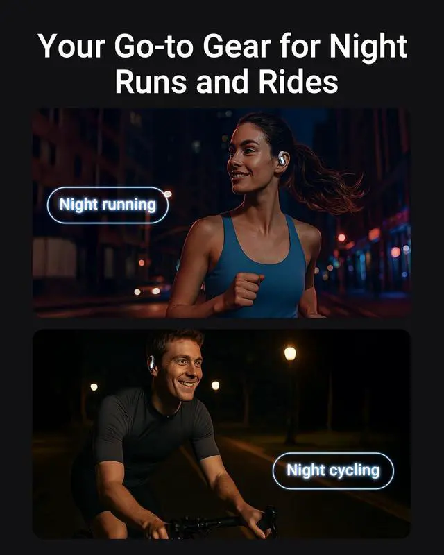 Alt view image 5 of 7 - ACEFAST AceFit Pro Open-Ear Headphones, Night Safety Mode for Sports, Powerful Bass, 7.6g Ultra-Comfort, Bluetooth 5.4, 30H Playtime with Digital Display, IP54 Sports Earbuds for Running & Workouts