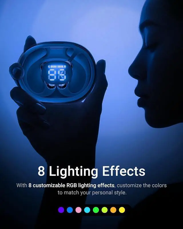 Alt view image 6 of 7 - ACEFAST AceFit Pro Open-Ear Headphones, Night Safety Mode for Sports, Powerful Bass, 7.6g Ultra-Comfort, Bluetooth 5.4, 30H Playtime with Digital Display, IP54 Sports Earbuds for Running & Workouts